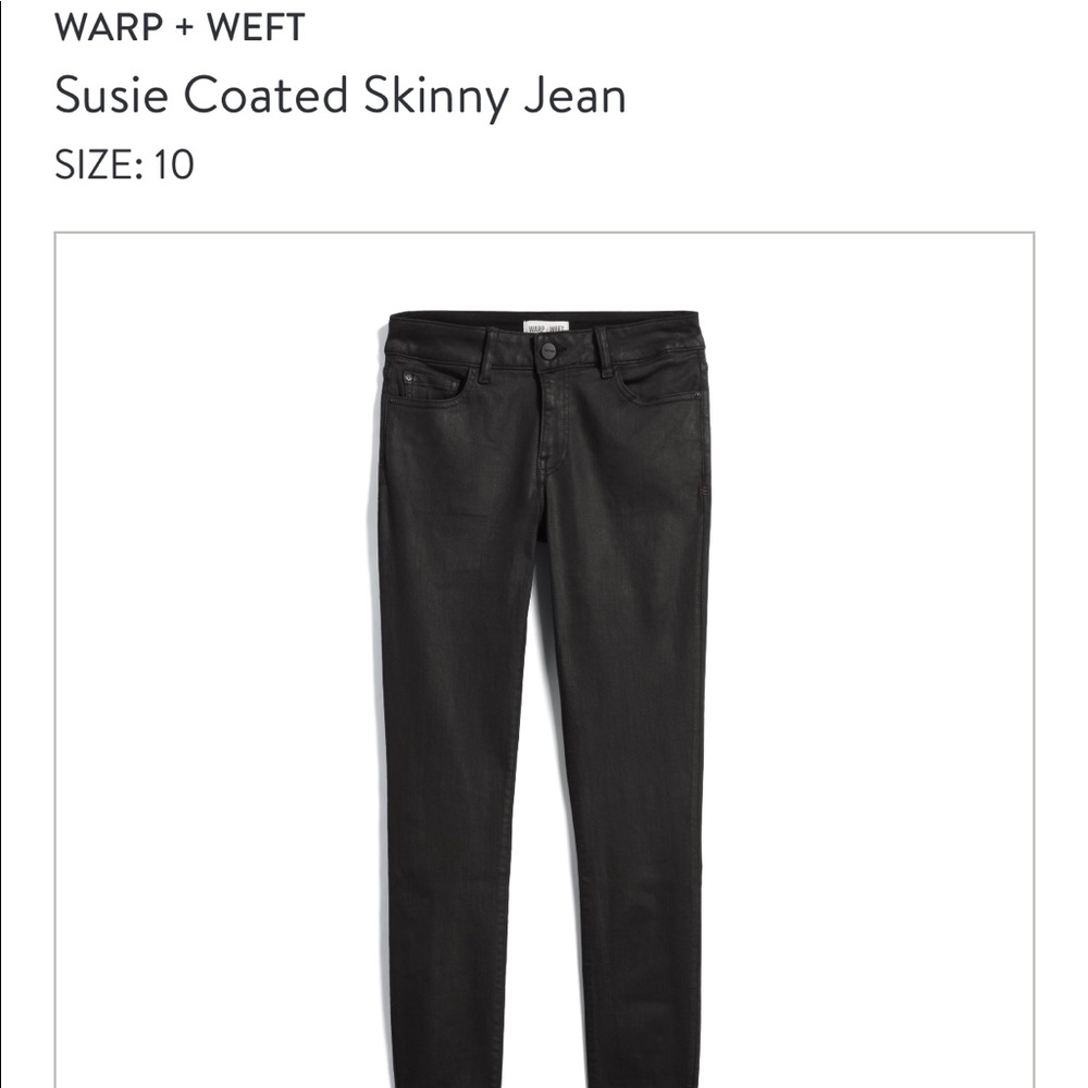 Warp + Weft Coated Black Skinny Jeans